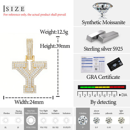 Fine New 925 Silver Pendant  Letters Classic  Punk Hiphop/Rock Letters Moissanite Pendant For Men Hip Hop Jewelry