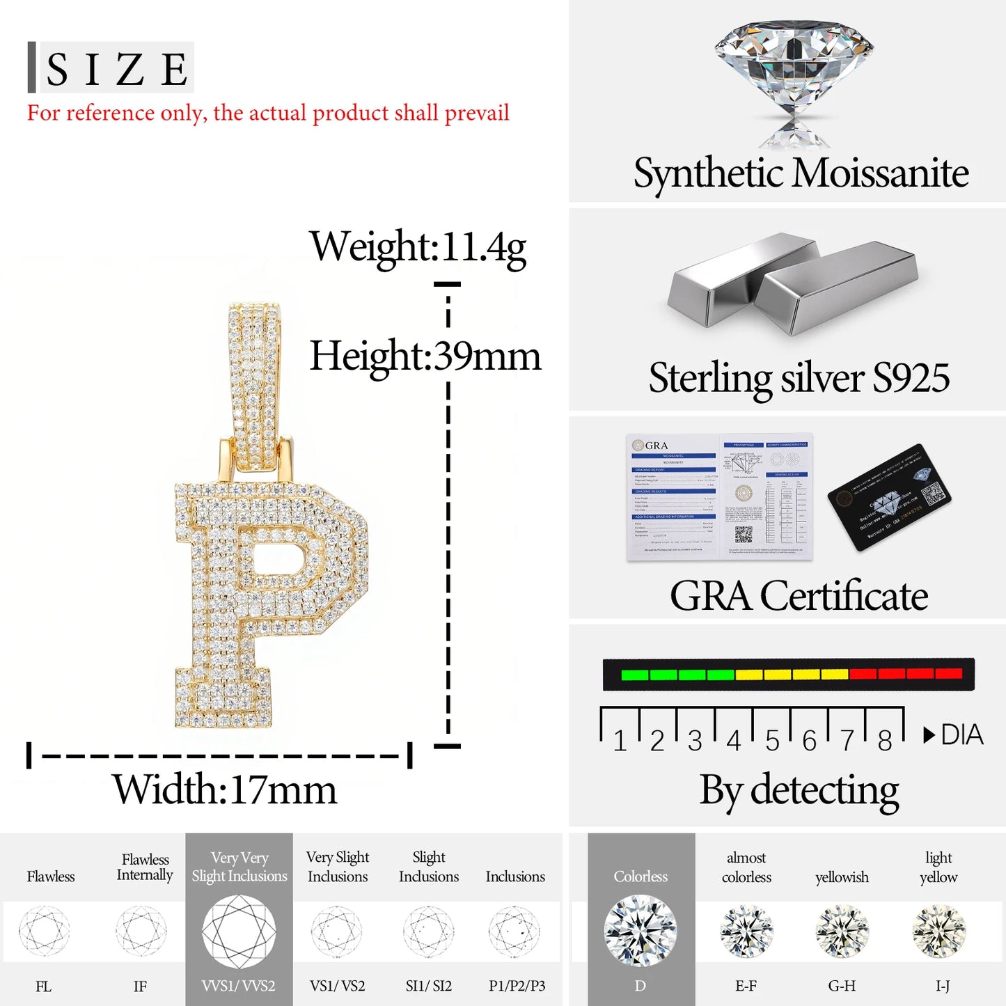 Fine New 925 Silver Pendant  Letters Classic  Punk Hiphop/Rock Letters Moissanite Pendant For Men Hip Hop Jewelry