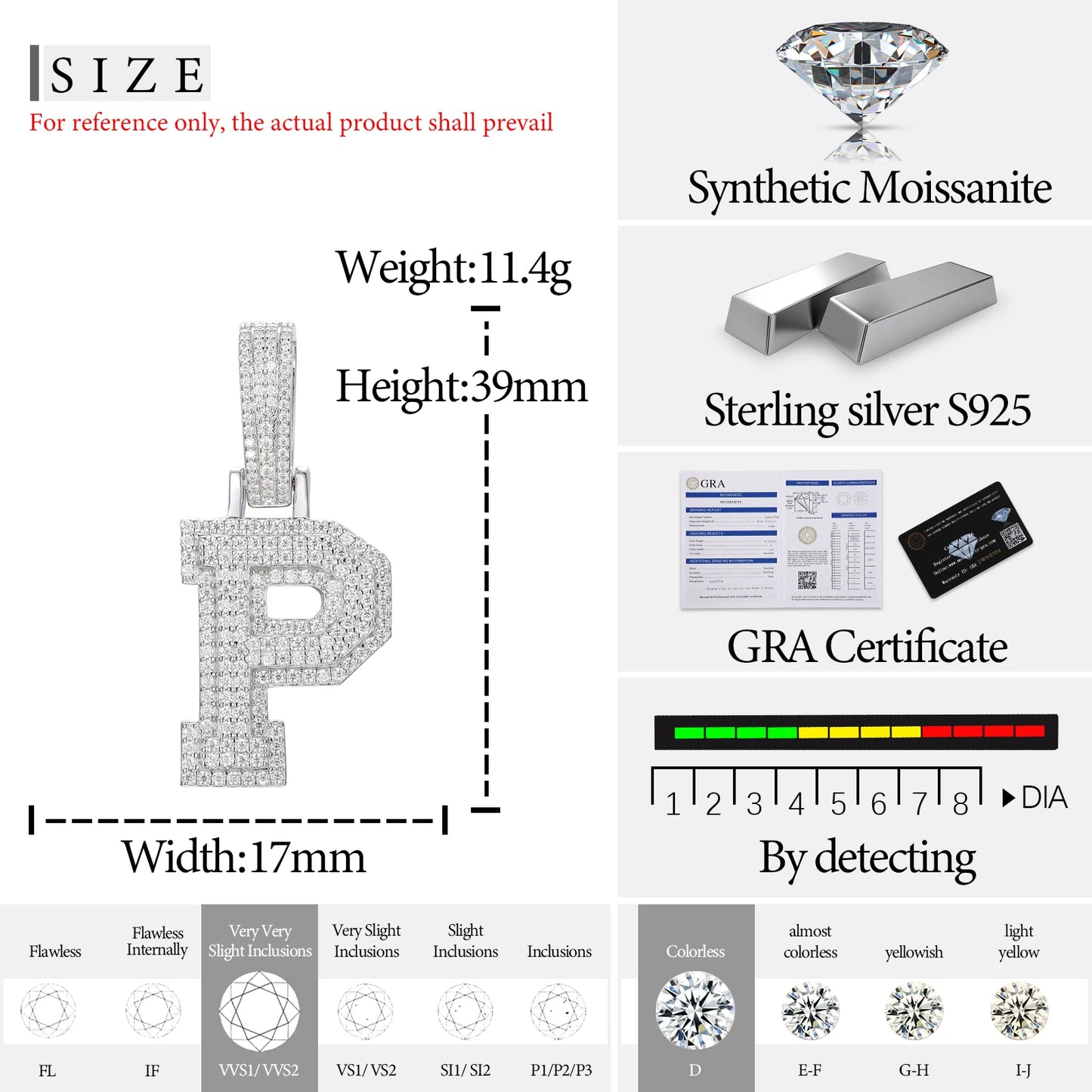 Fine New 925 Silver Pendant  Letters Classic  Punk Hiphop/Rock Letters Moissanite Pendant For Men Hip Hop Jewelry