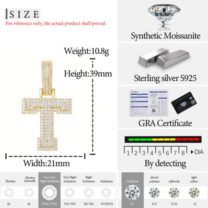 Fine New 925 Silver Pendant  Letters Classic  Punk Hiphop/Rock Letters Moissanite Pendant For Men Hip Hop Jewelry