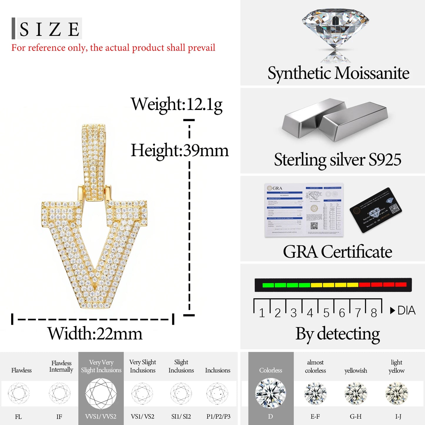 Fine New 925 Silver Pendant  Letters Classic  Punk Hiphop/Rock Letters Moissanite Pendant For Men Hip Hop Jewelry