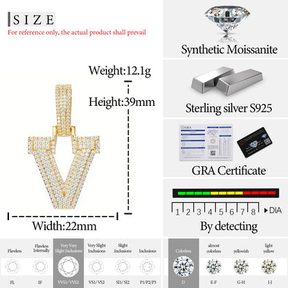 Fine New 925 Silver Pendant  Letters Classic  Punk Hiphop/Rock Letters Moissanite Pendant For Men Hip Hop Jewelry