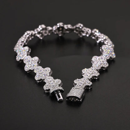 TUHE Unisex Luxury Cross Bracelet 925 Tennis Chain Women Bracelet VVS1 Moissanite For Men Hip Hop Jewelry Gift