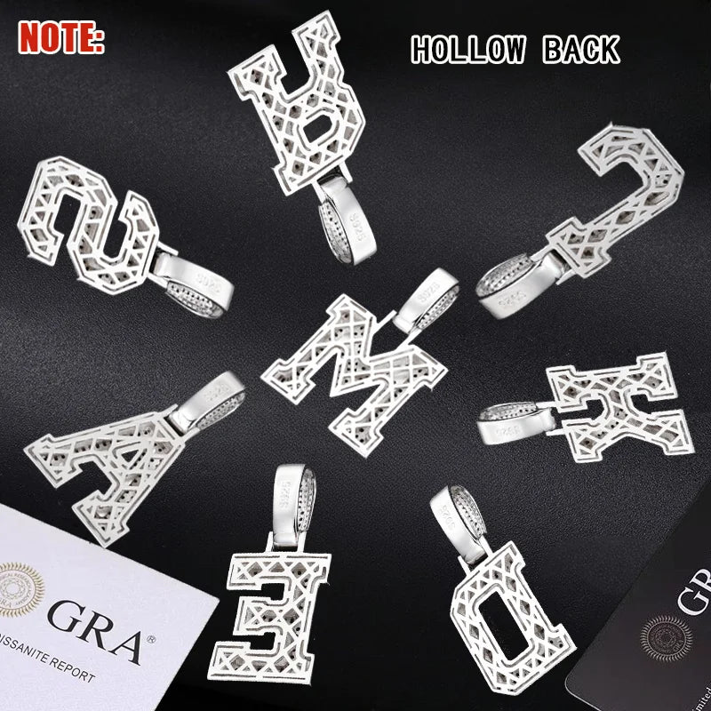 Fine New 925 Silver Pendant  Letters Classic  Punk Hiphop/Rock Letters Moissanite Pendant For Men Hip Hop Jewelry