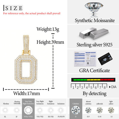 Fine New 925 Silver Pendant  Letters Classic  Punk Hiphop/Rock Letters Moissanite Pendant For Men Hip Hop Jewelry