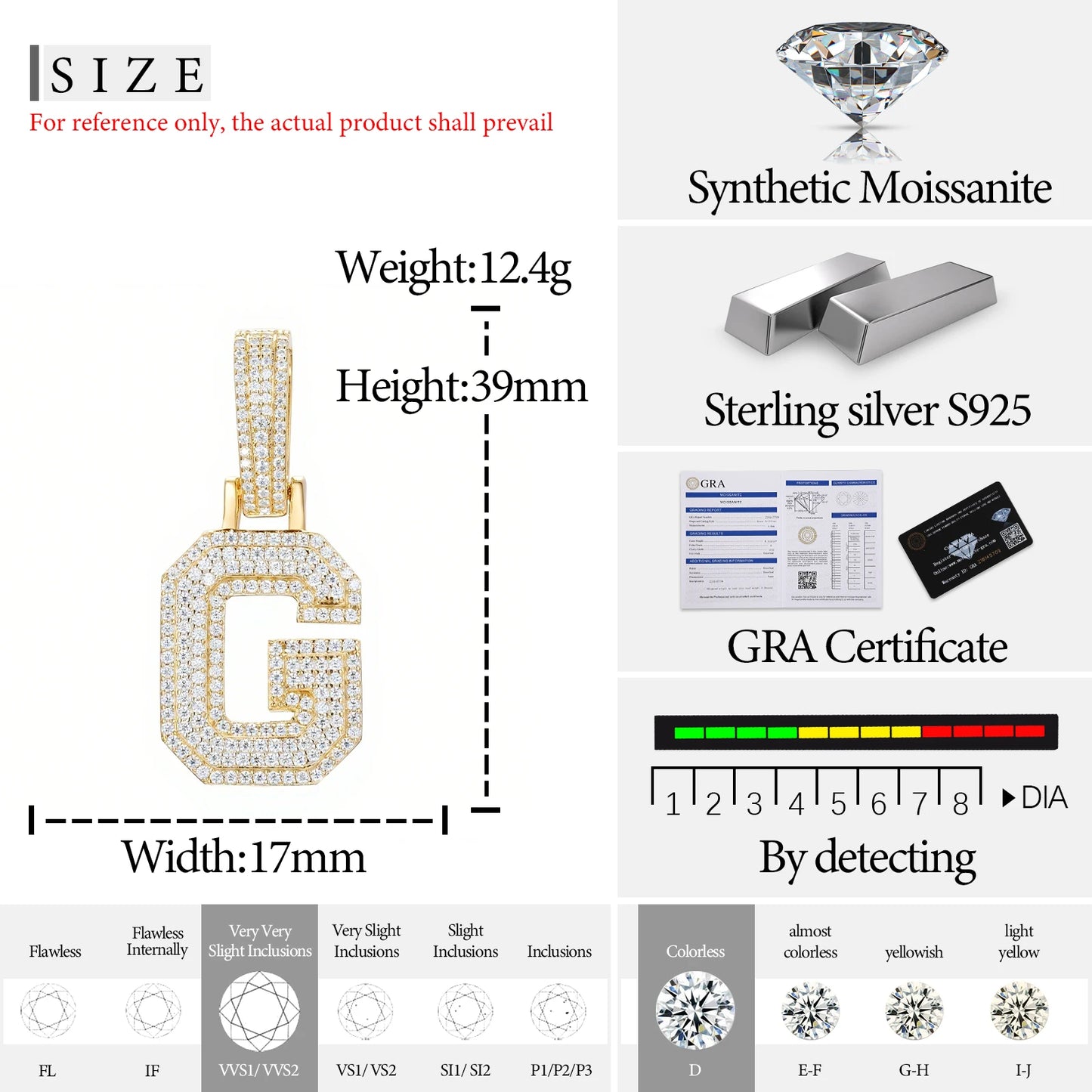 Fine New 925 Silver Pendant  Letters Classic  Punk Hiphop/Rock Letters Moissanite Pendant For Men Hip Hop Jewelry