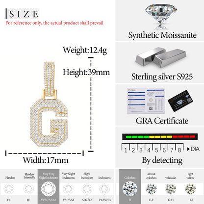 Fine New 925 Silver Pendant  Letters Classic  Punk Hiphop/Rock Letters Moissanite Pendant For Men Hip Hop Jewelry