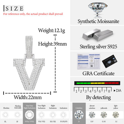Fine New 925 Silver Pendant  Letters Classic  Punk Hiphop/Rock Letters Moissanite Pendant For Men Hip Hop Jewelry