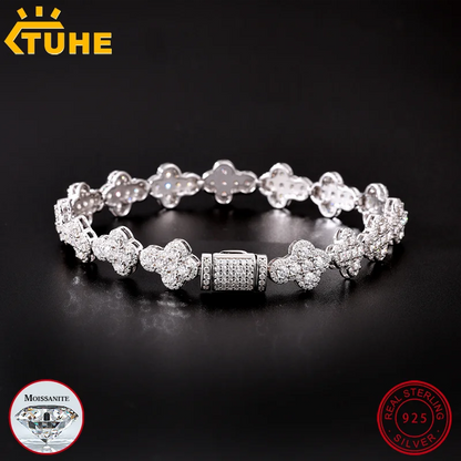 TUHE Unisex Luxury Cross Bracelet 925 Tennis Chain Women Bracelet VVS1 Moissanite For Men Hip Hop Jewelry Gift