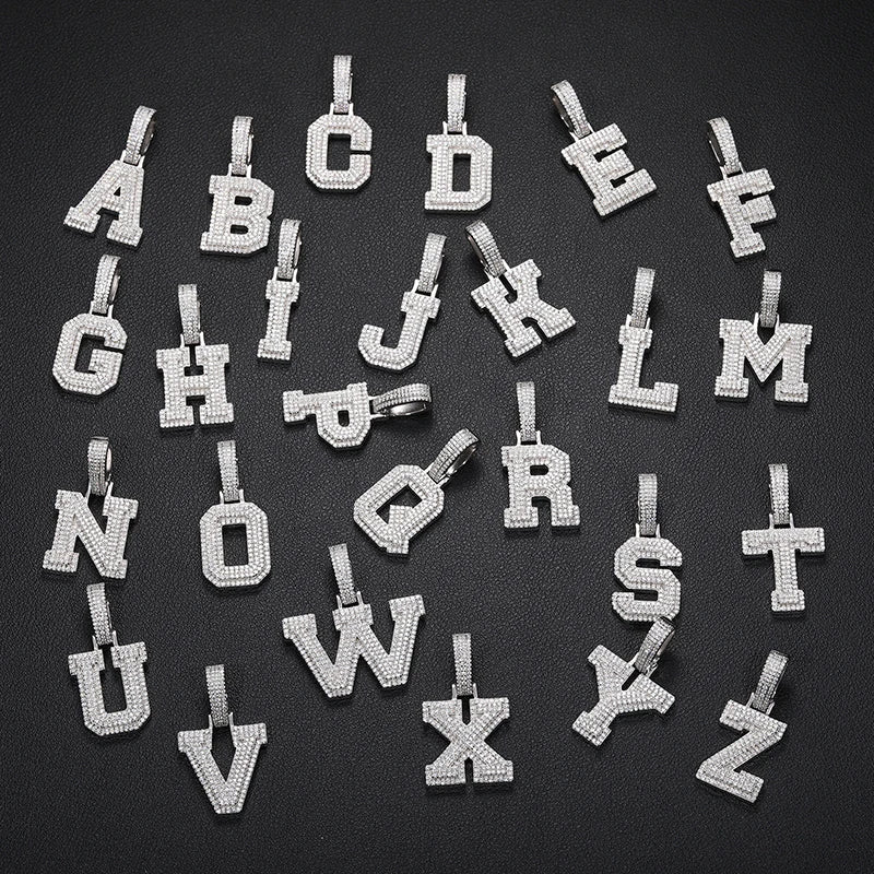 Fine New 925 Silver Pendant  Letters Classic  Punk Hiphop/Rock Letters Moissanite Pendant For Men Hip Hop Jewelry
