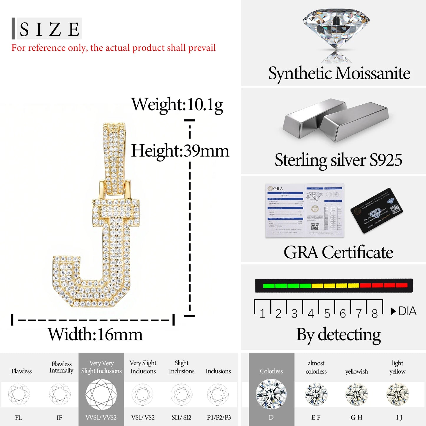 Fine New 925 Silver Pendant  Letters Classic  Punk Hiphop/Rock Letters Moissanite Pendant For Men Hip Hop Jewelry