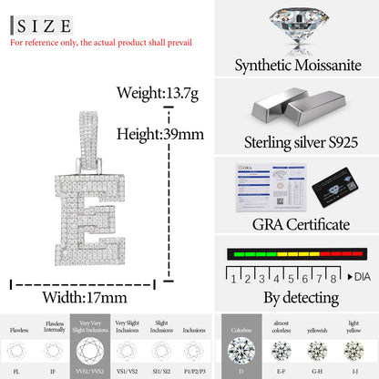 Fine New 925 Silver Pendant  Letters Classic  Punk Hiphop/Rock Letters Moissanite Pendant For Men Hip Hop Jewelry