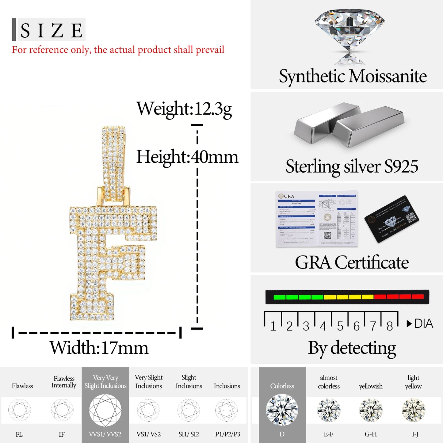 Fine New 925 Silver Pendant  Letters Classic  Punk Hiphop/Rock Letters Moissanite Pendant For Men Hip Hop Jewelry