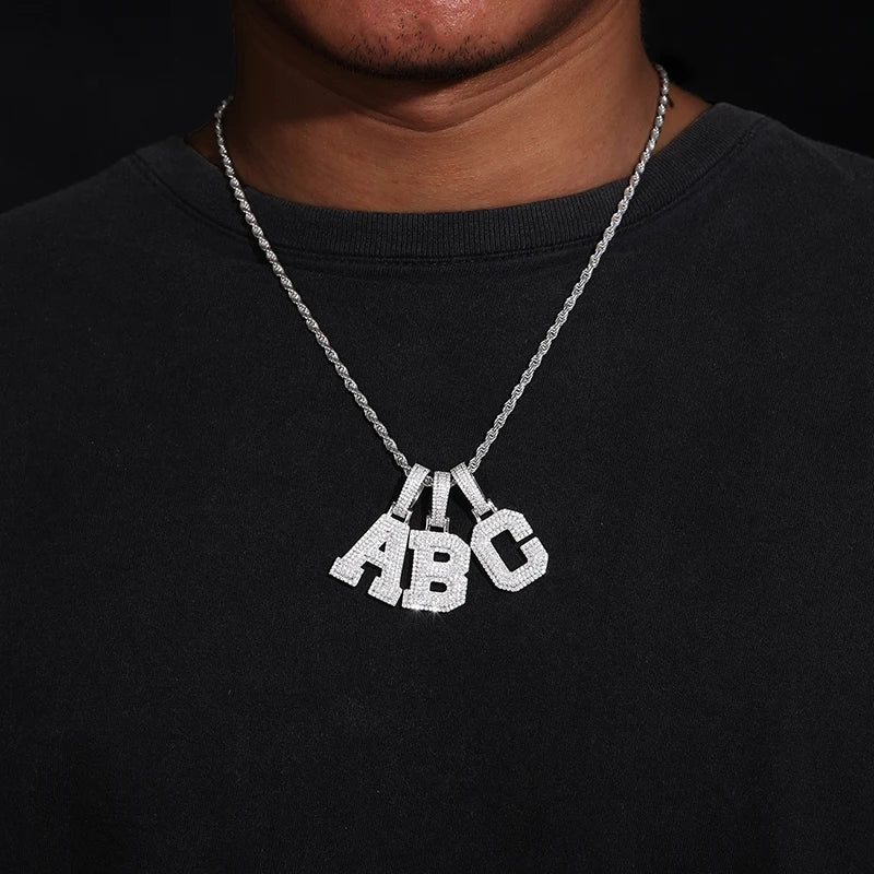 Fine New 925 Silver Pendant  Letters Classic  Punk Hiphop/Rock Letters Moissanite Pendant For Men Hip Hop Jewelry