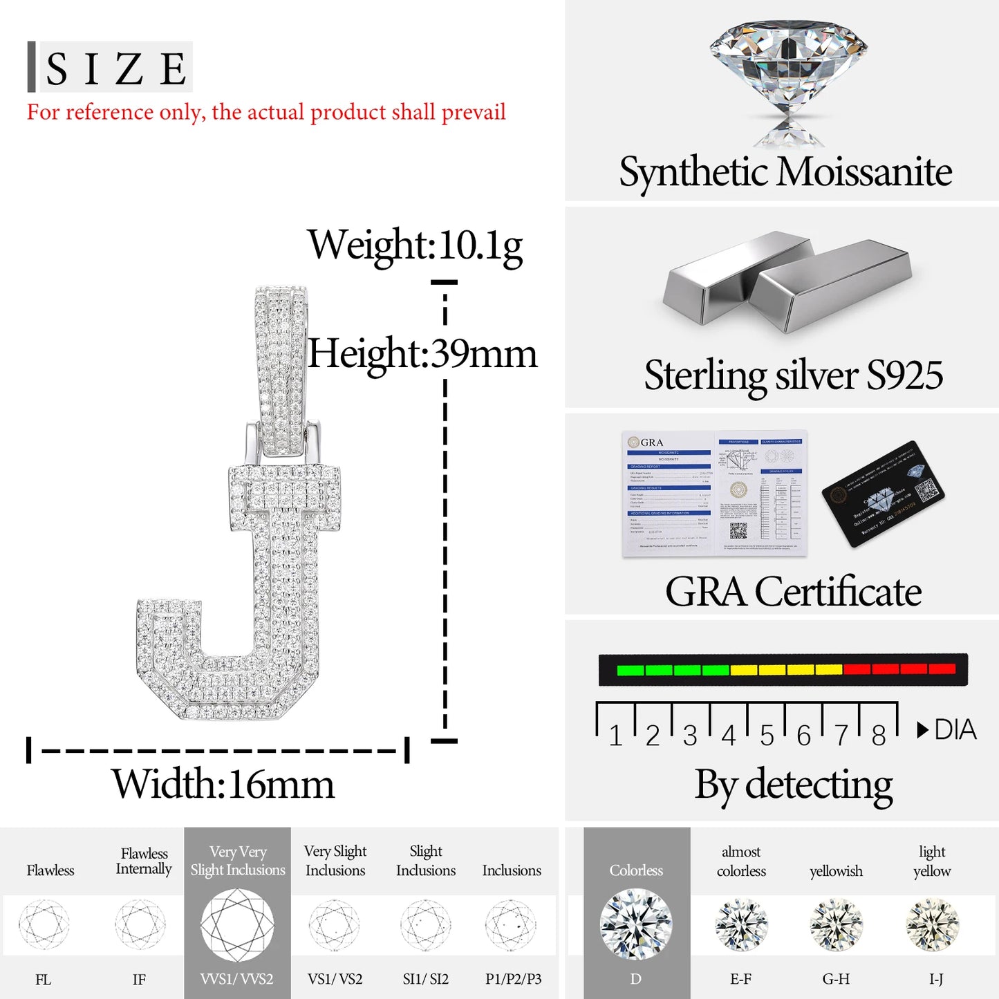 Fine New 925 Silver Pendant  Letters Classic  Punk Hiphop/Rock Letters Moissanite Pendant For Men Hip Hop Jewelry