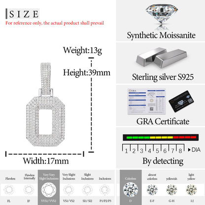 Fine New 925 Silver Pendant  Letters Classic  Punk Hiphop/Rock Letters Moissanite Pendant For Men Hip Hop Jewelry